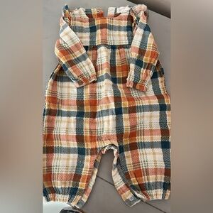 Angel Dear Plaid One Piece - Orange, Blue, White